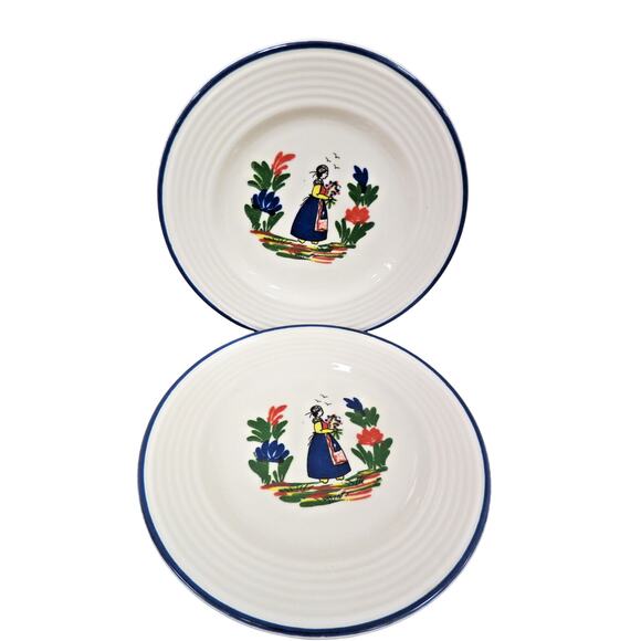 2 Varages France Salad Plates - Peasant Woman - Picture 1 of 4